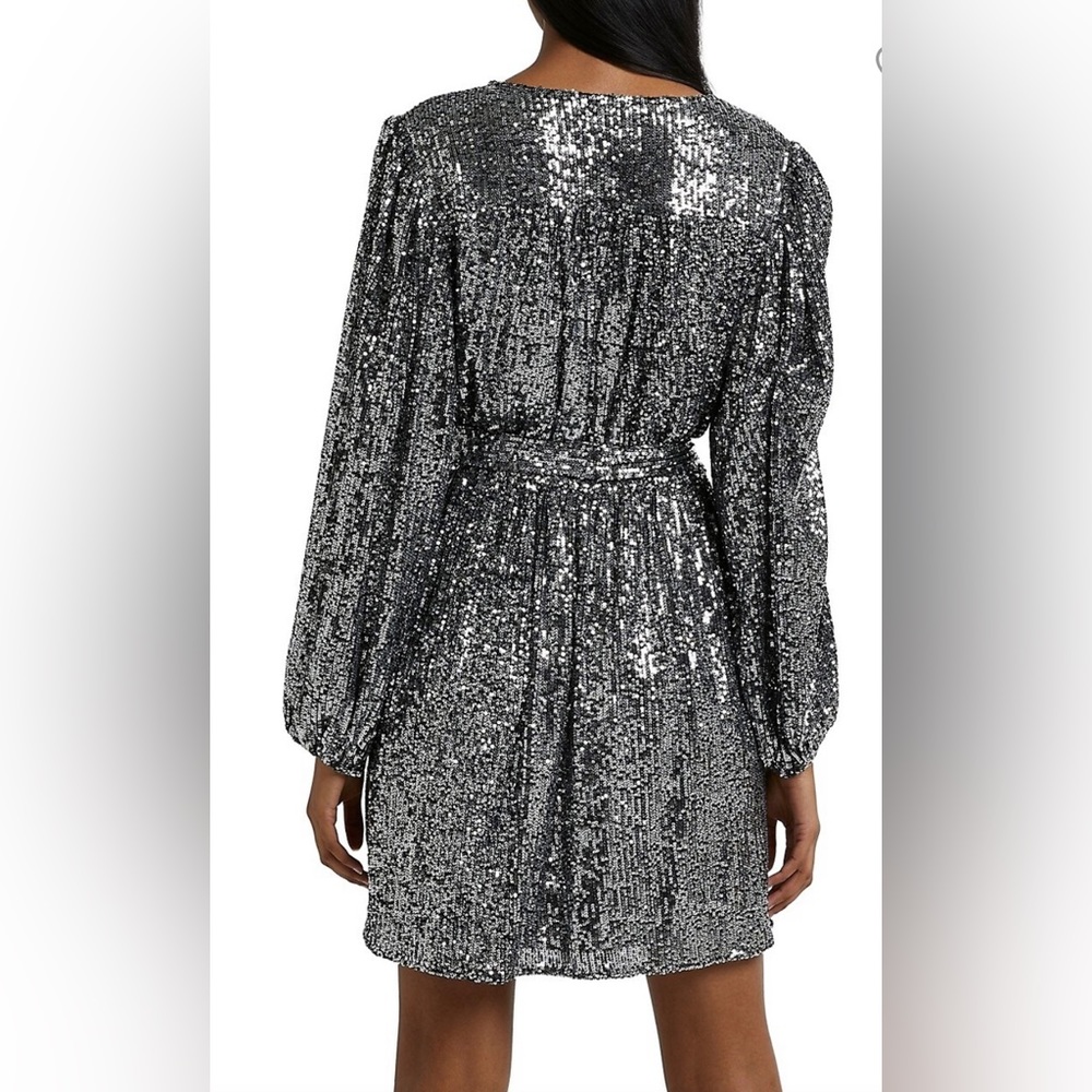 Sequin Tie Waist Mini Dress